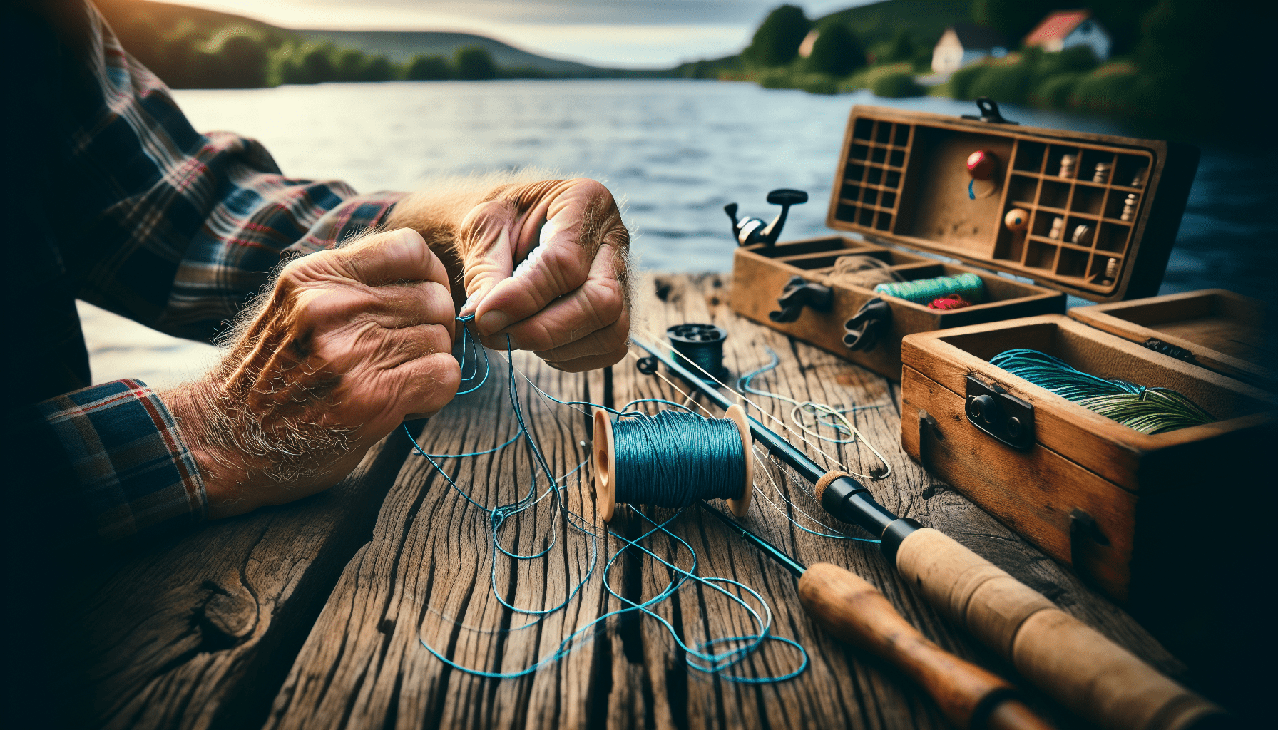 Fishing knot tying demonstration