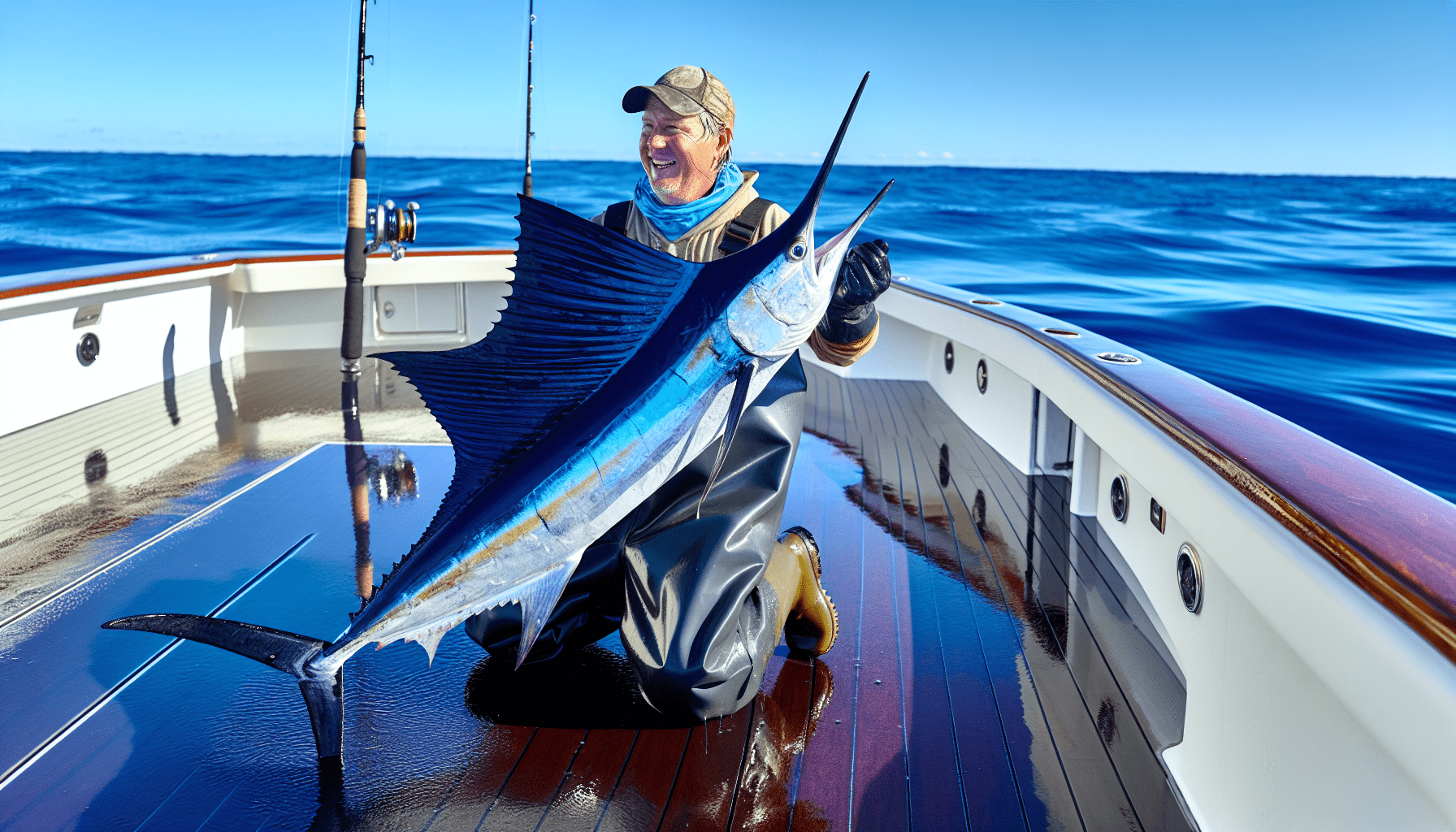 Angler holding a sailfish catch